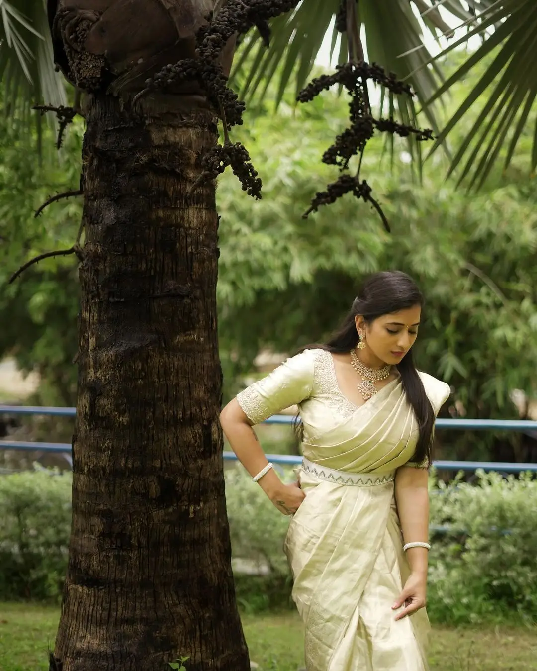 Telugu Actress Viraajita in Beautiful Green Saree Blouse